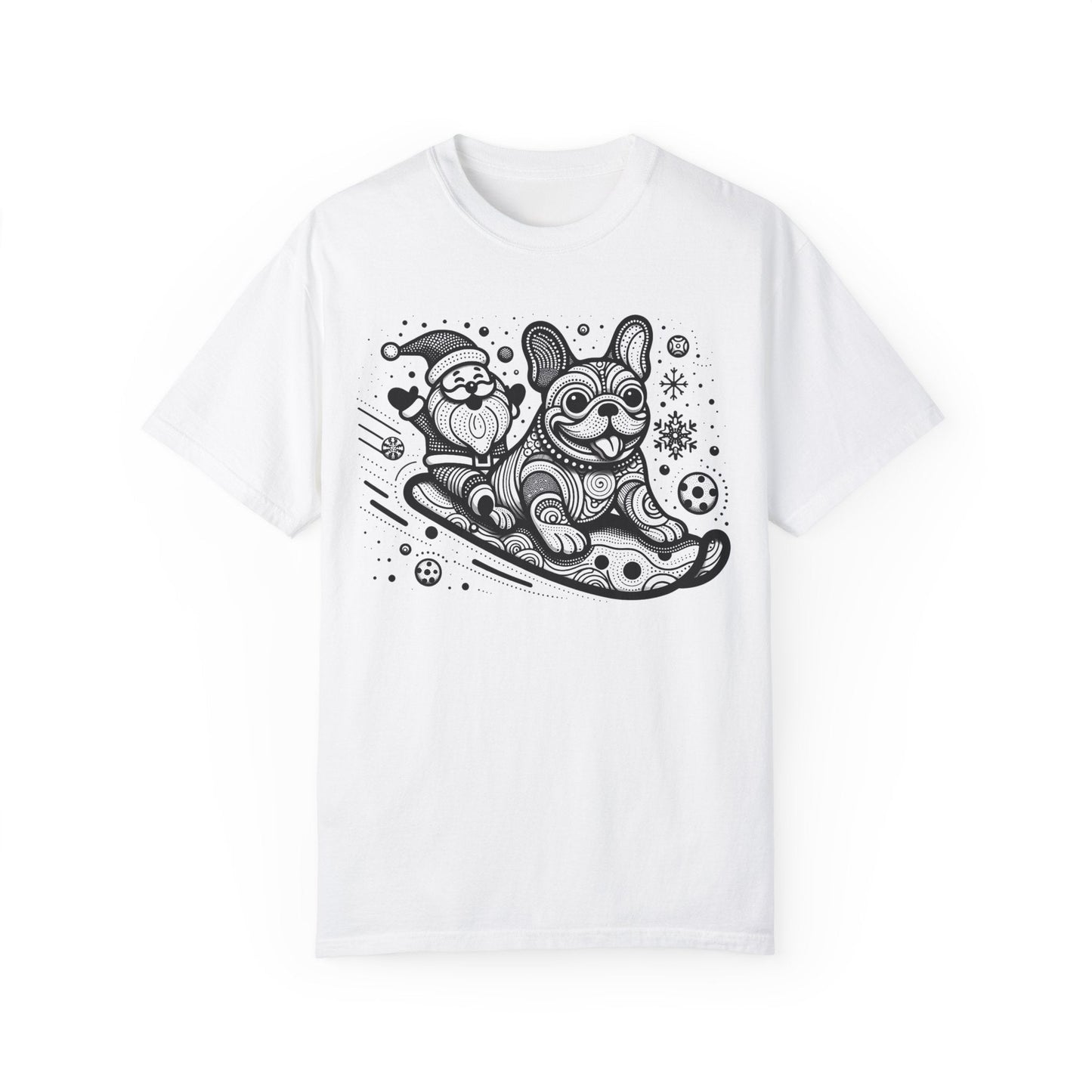 Frenchie Sledding with Santa - WhimsyInkWear
