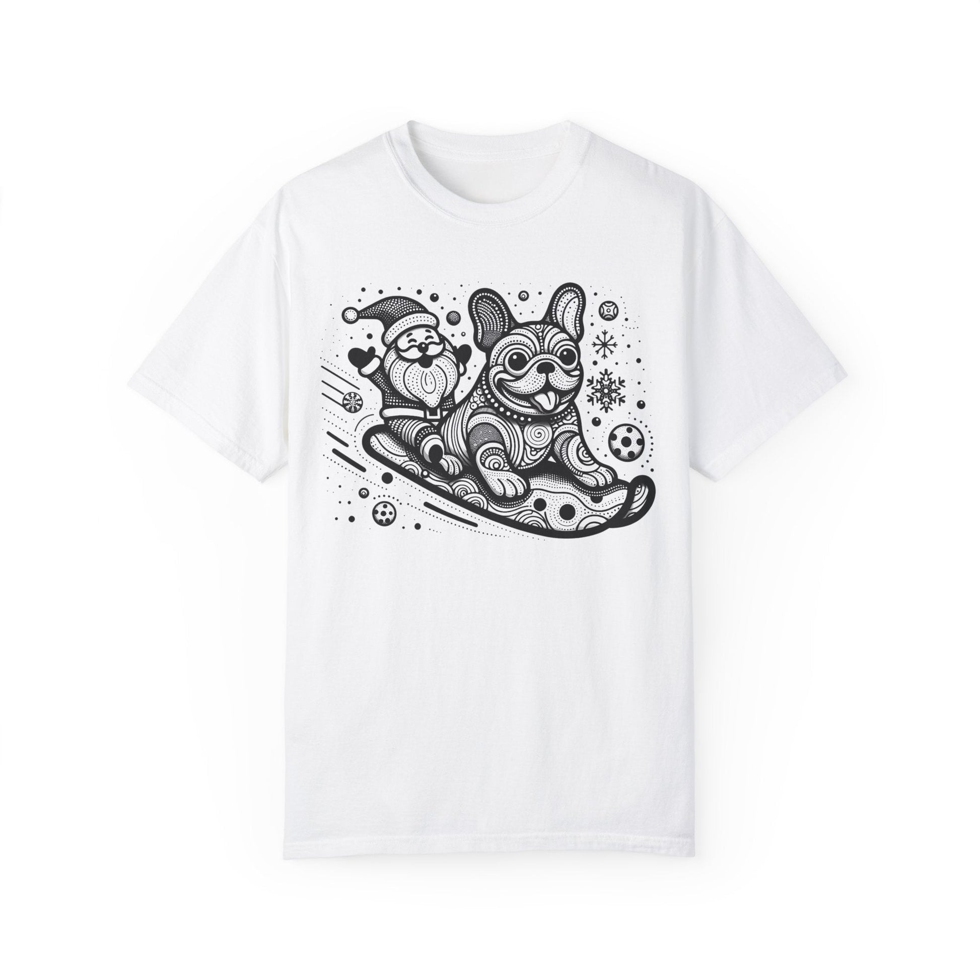 Frenchie Sledding with Santa - WhimsyInkWear