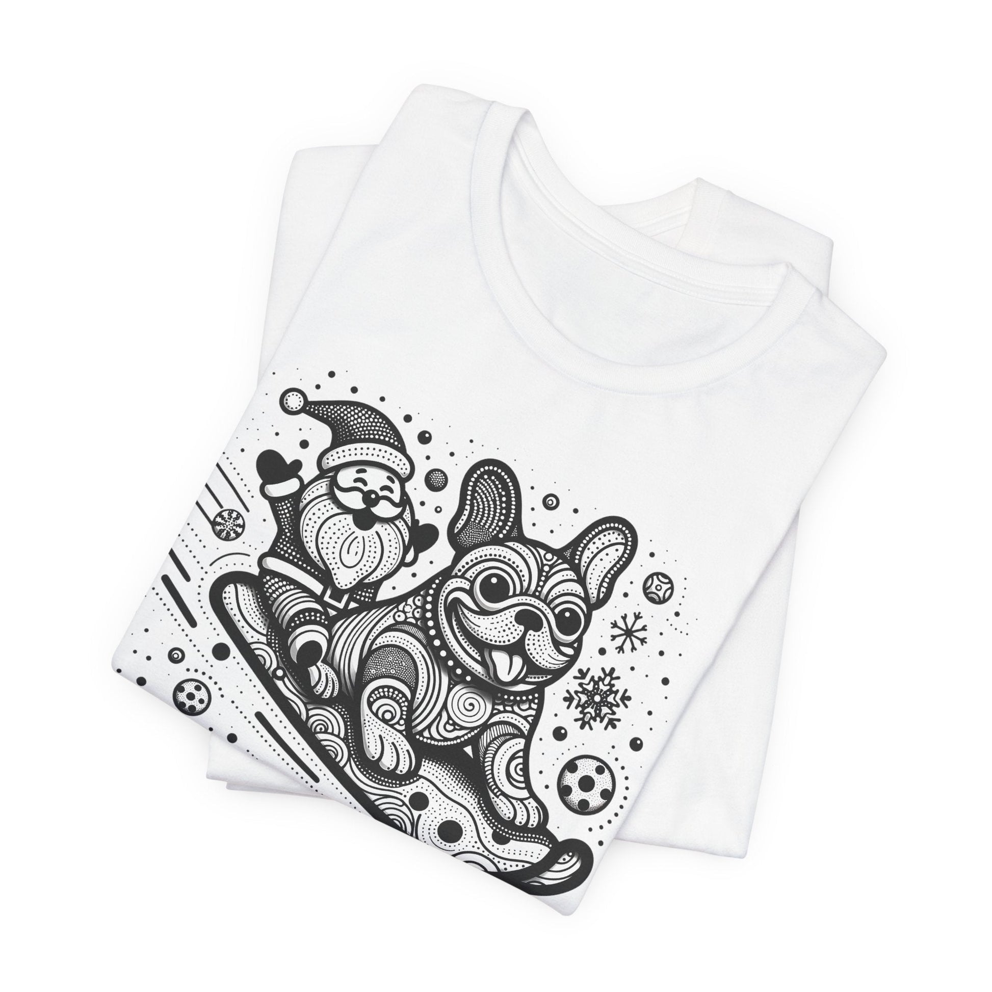 Frenchie Sledding with Santa - WhimsyInkWear