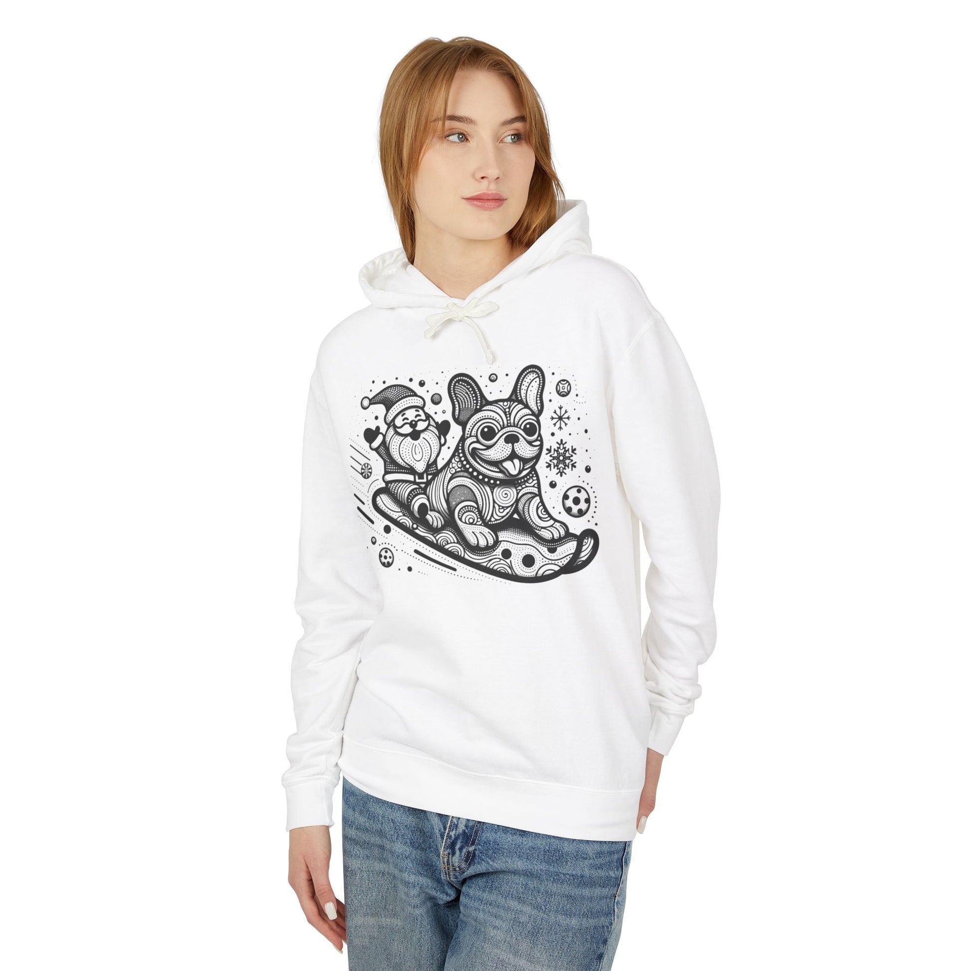 Frenchie Sledding with Santa - WhimsyInkWear