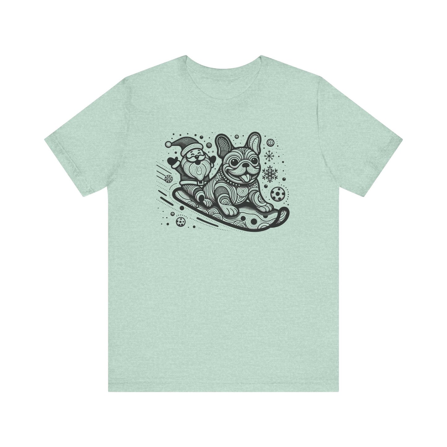 Frenchie Sledding with Santa - WhimsyInkWear