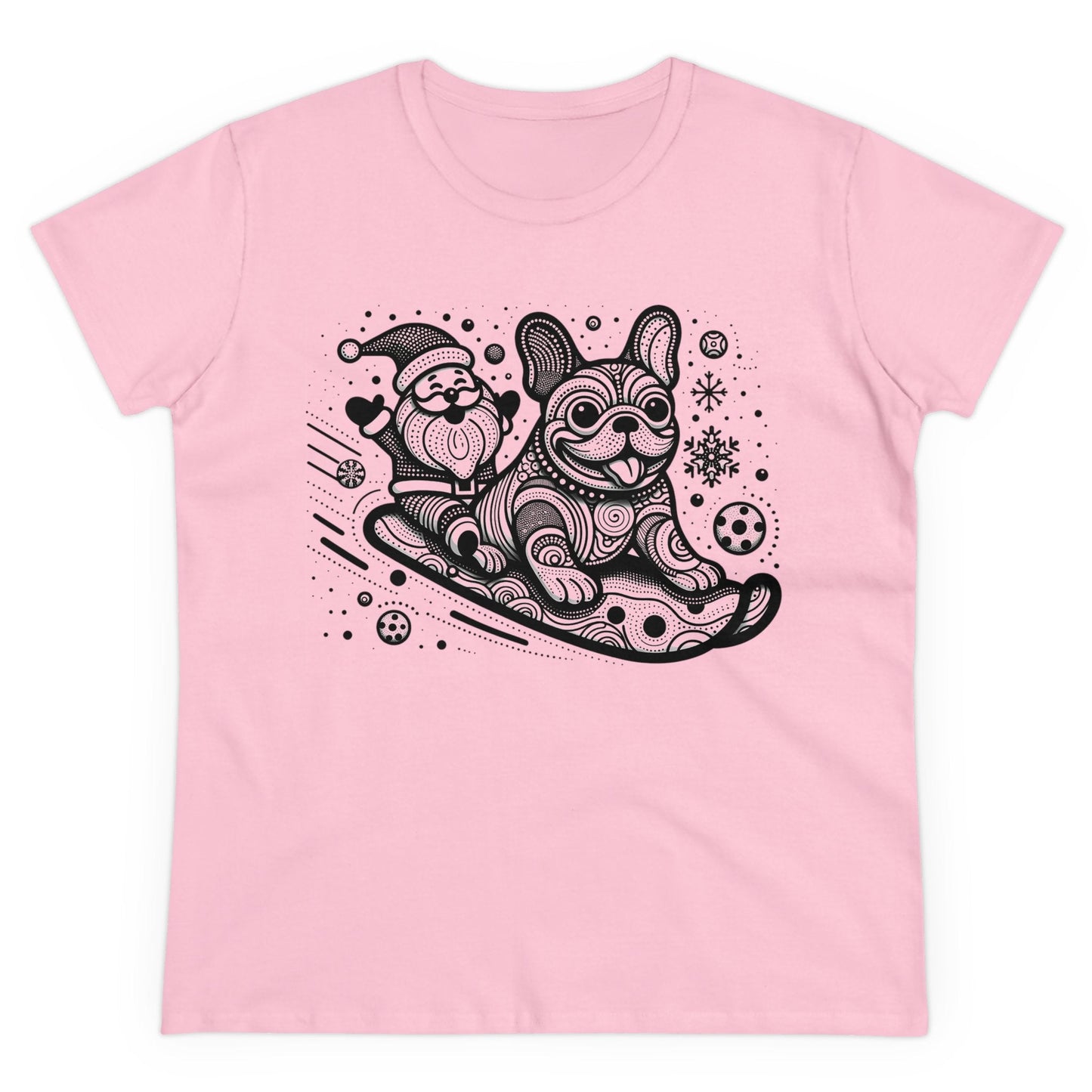 Frenchie Sledding with Santa - WhimsyInkWear