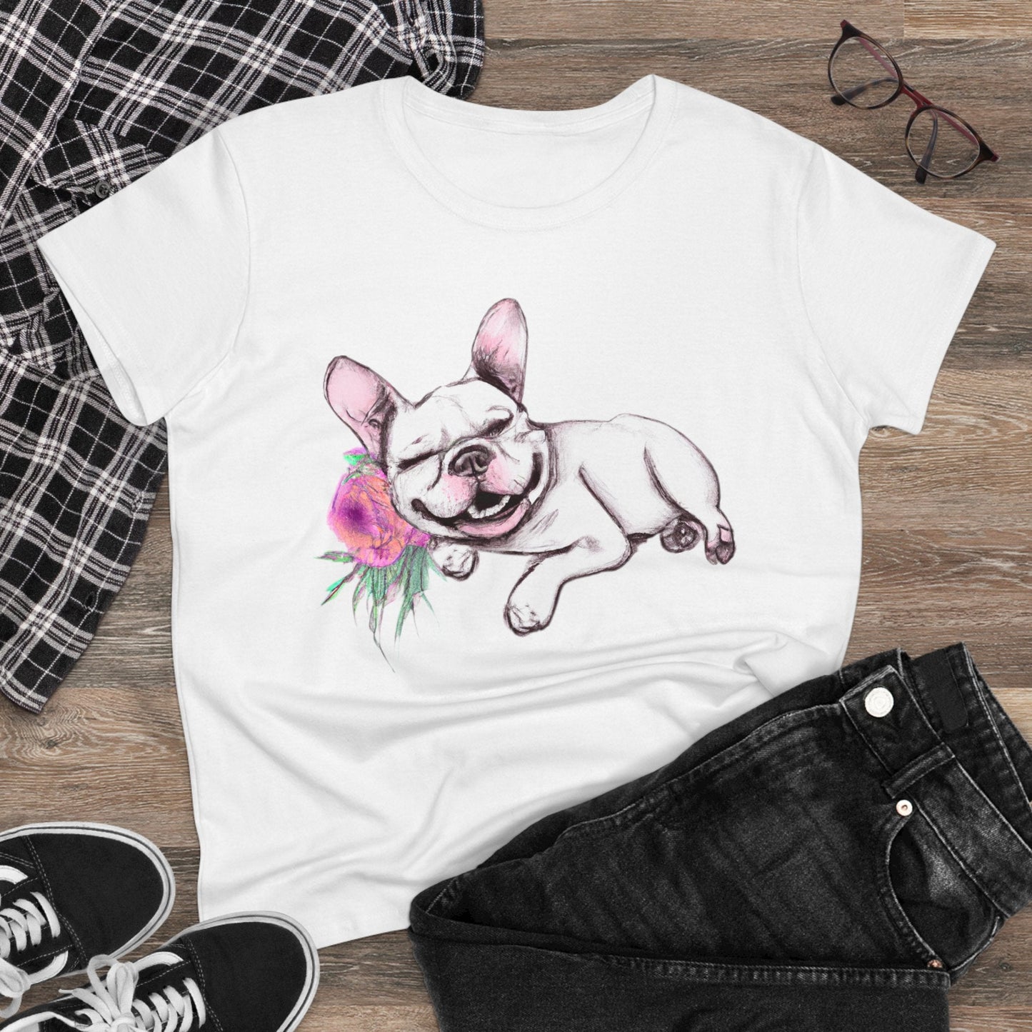 Frenchie with a Rose - WhimsyInkWear