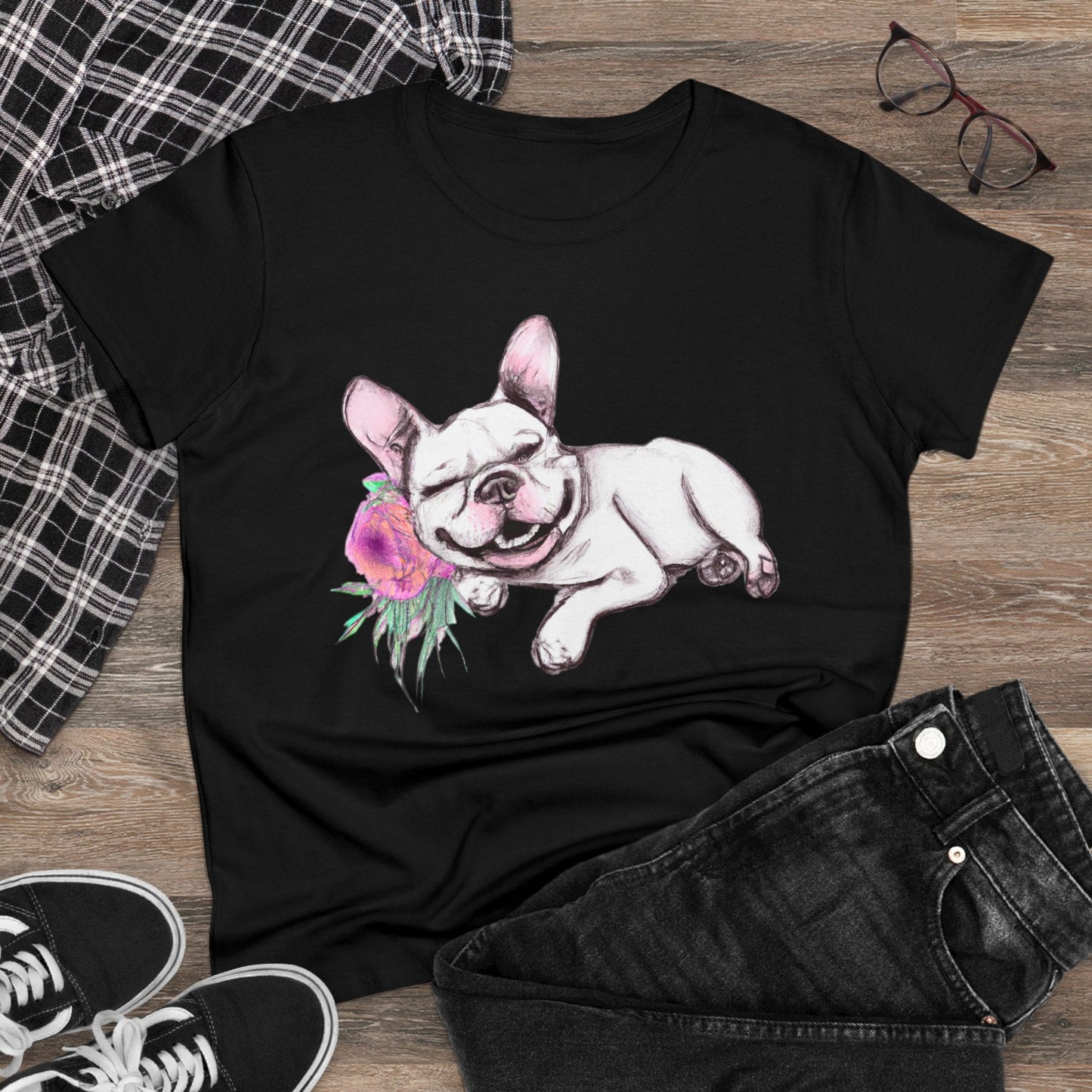 Frenchie with a Rose - WhimsyInkWear
