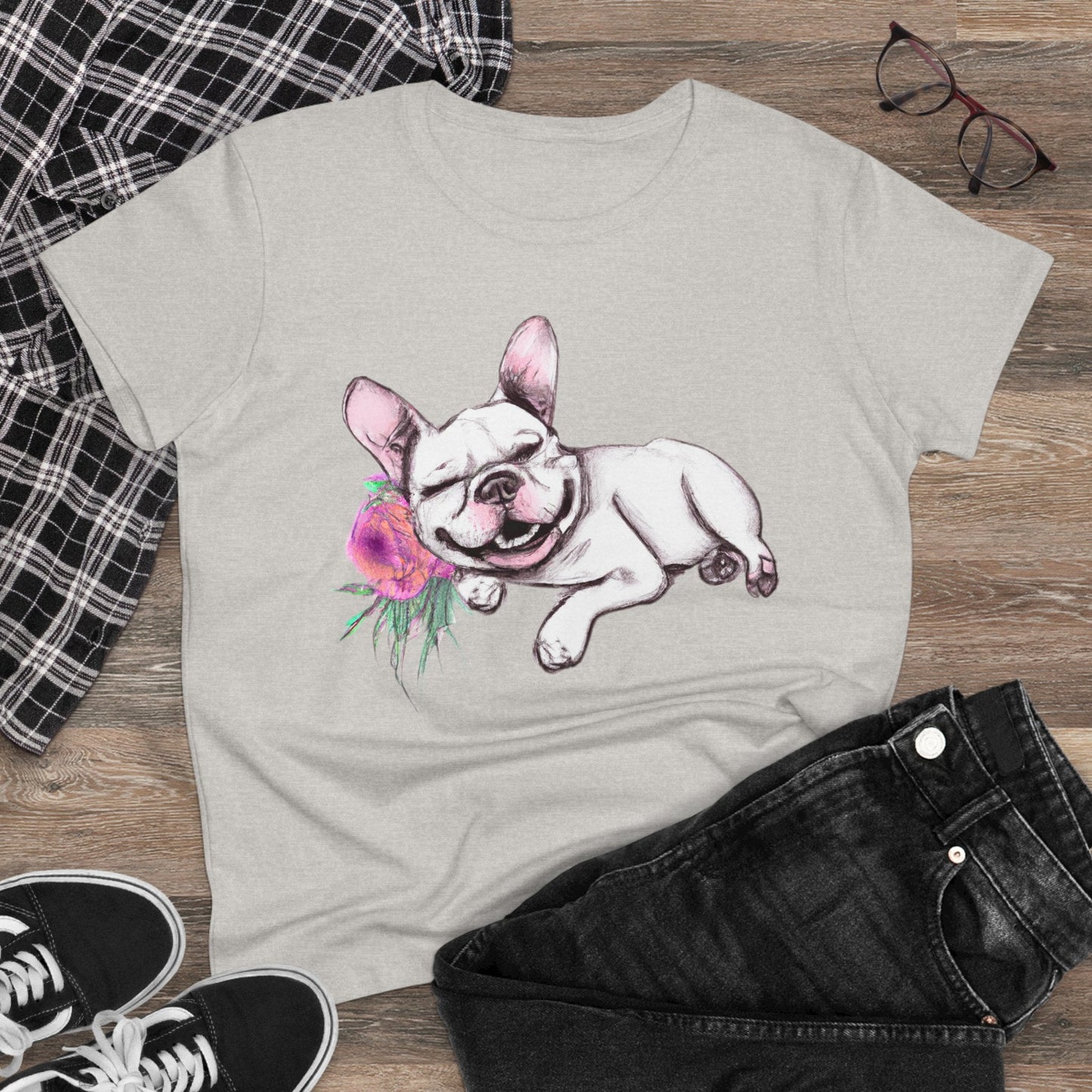Frenchie with a Rose - WhimsyInkWear