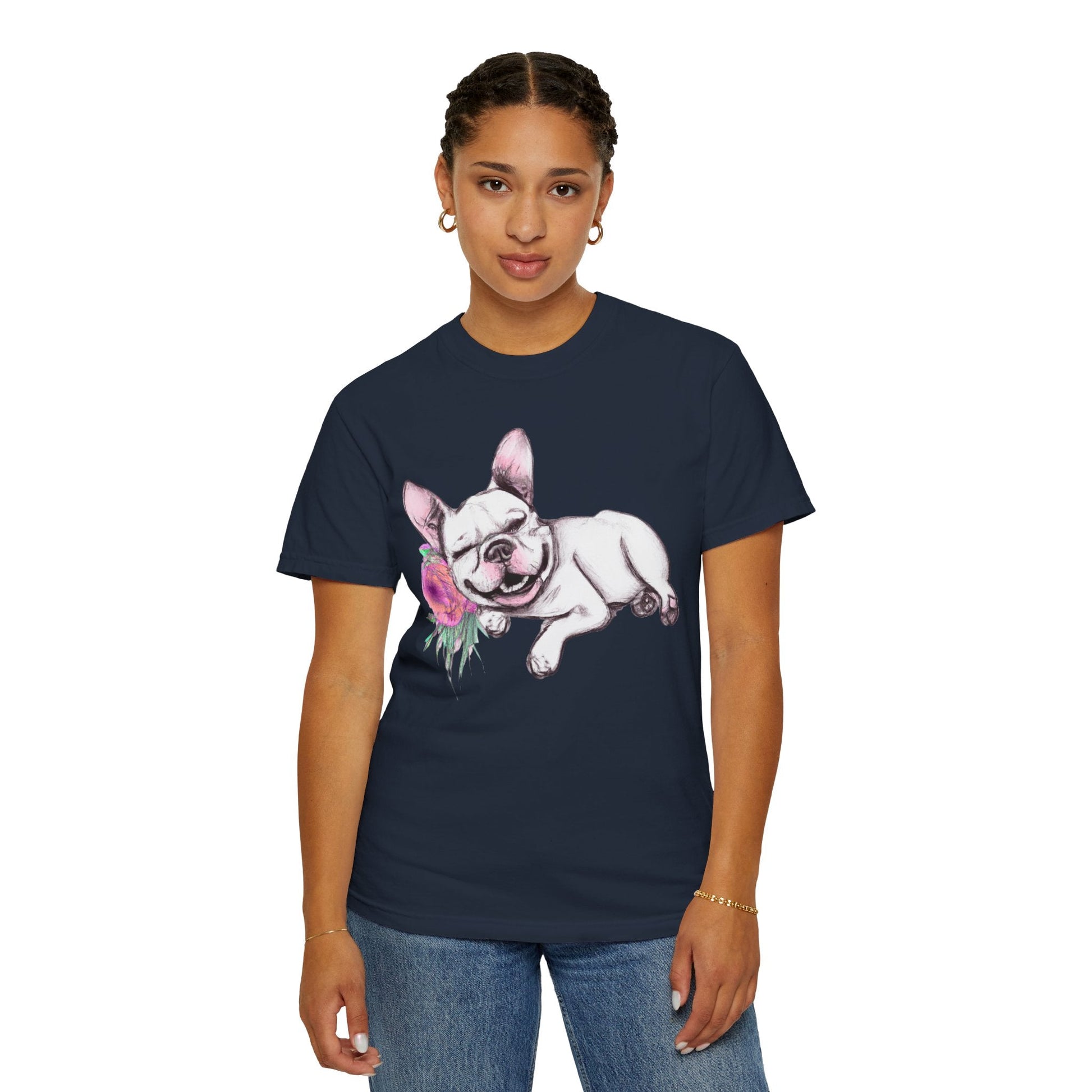 Frenchie with a Rose - WhimsyInkWear