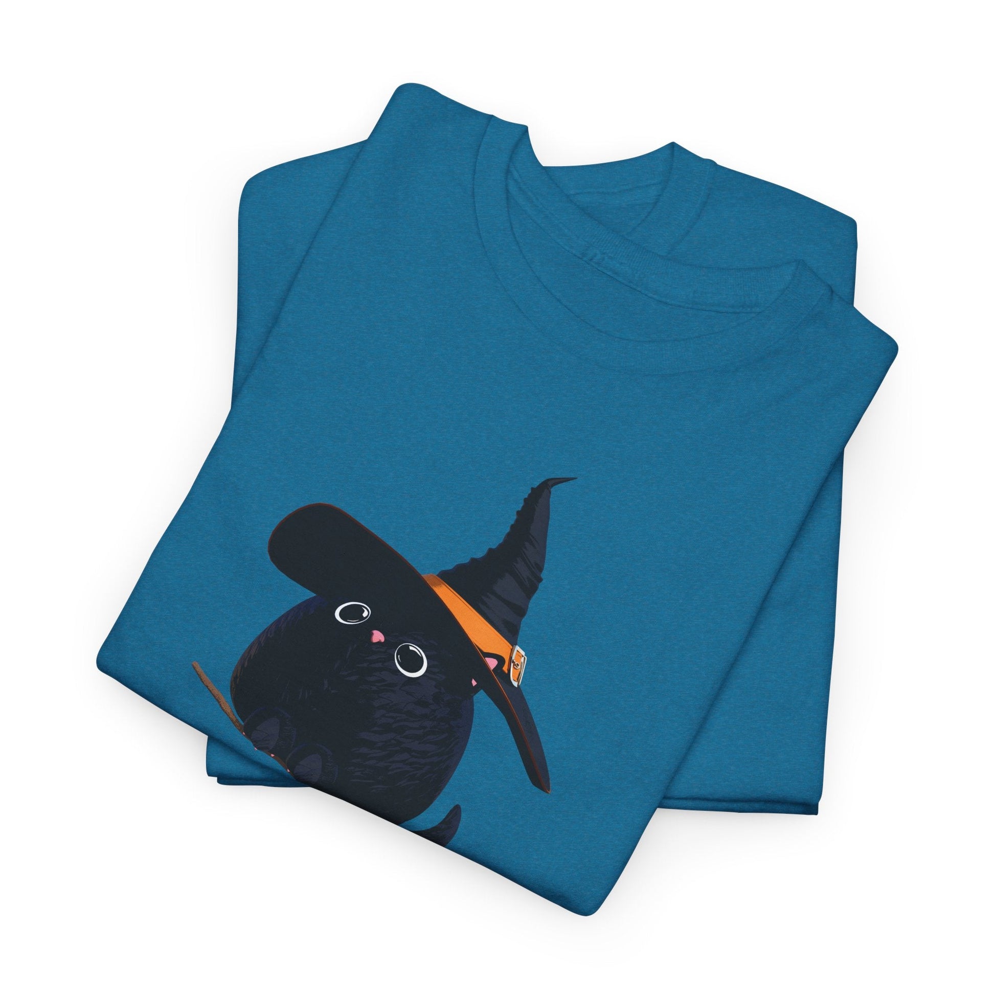 Halloween Kitty on a broom! - WhimsyInkWear