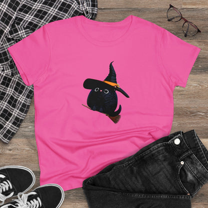 Halloween Kitty on a broom! - WhimsyInkWear