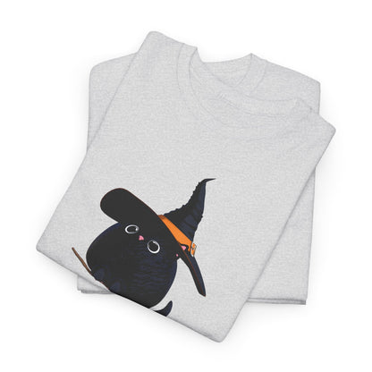 Halloween Kitty on a broom! - WhimsyInkWear