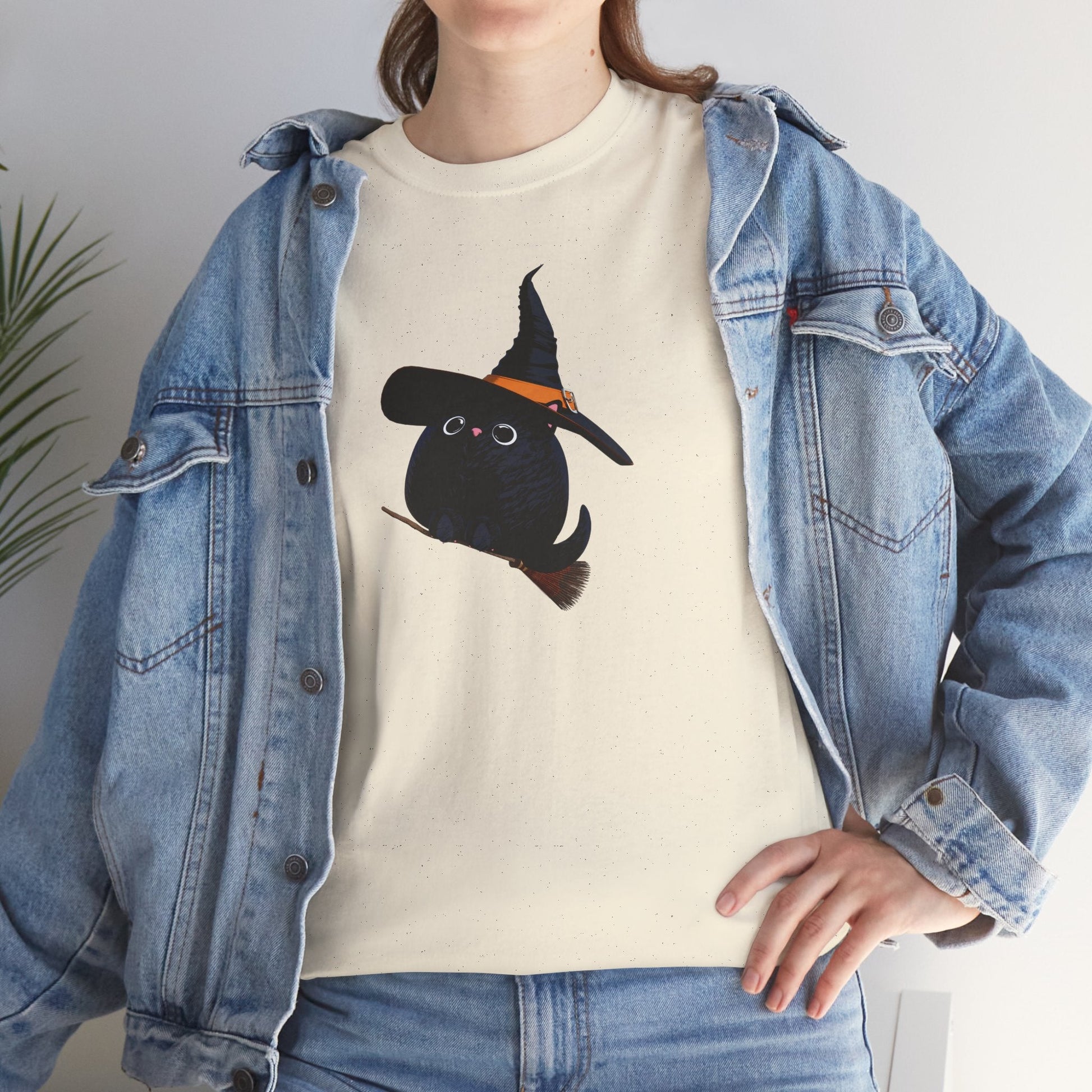 Halloween Kitty on a broom! - WhimsyInkWear