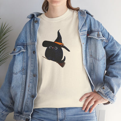 Halloween Kitty on a broom! - WhimsyInkWear
