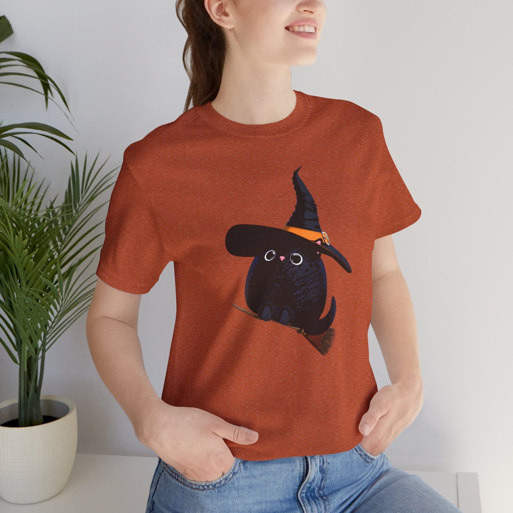 Halloween Kitty on a broom! - WhimsyInkWear