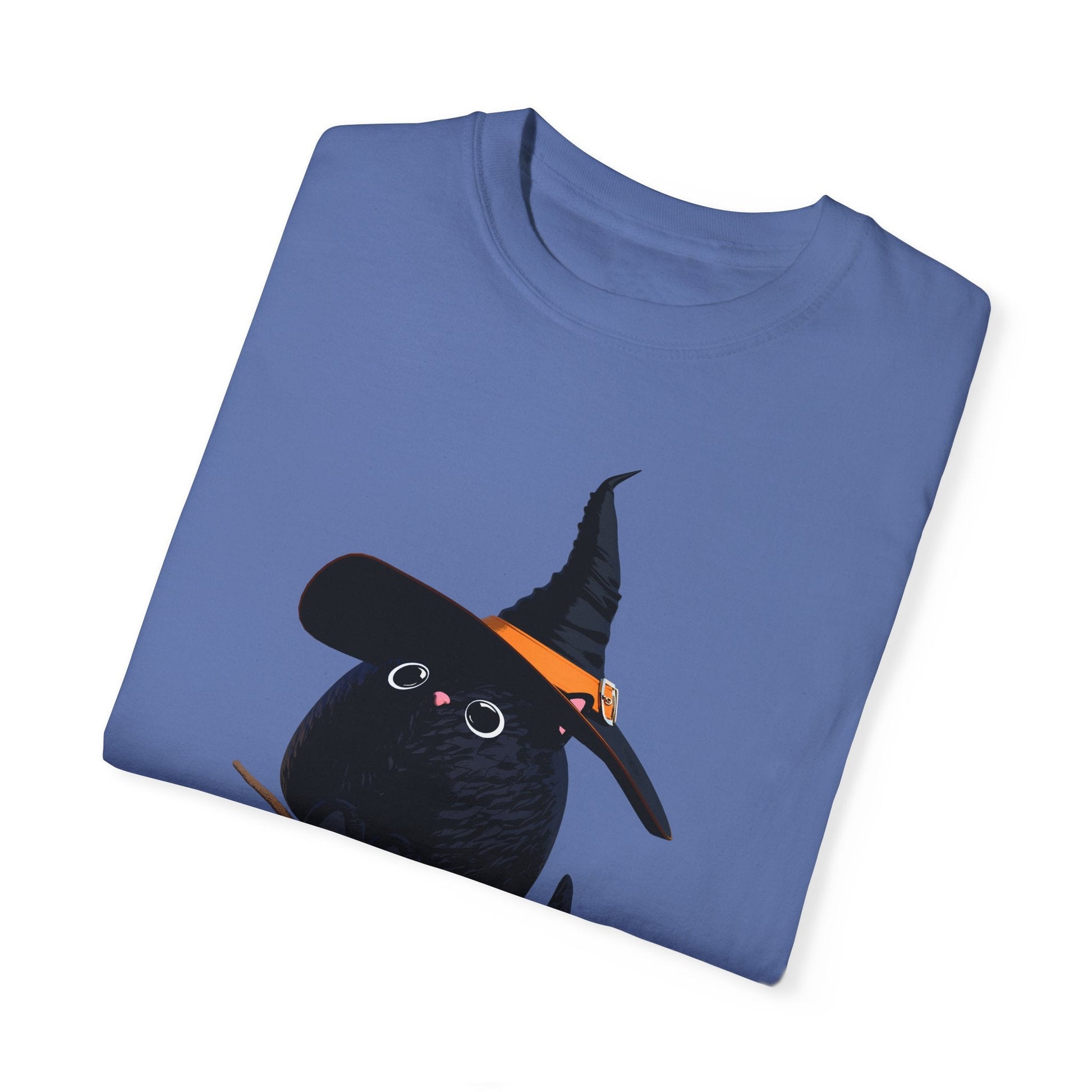 Halloween Kitty on a broom! - WhimsyInkWear