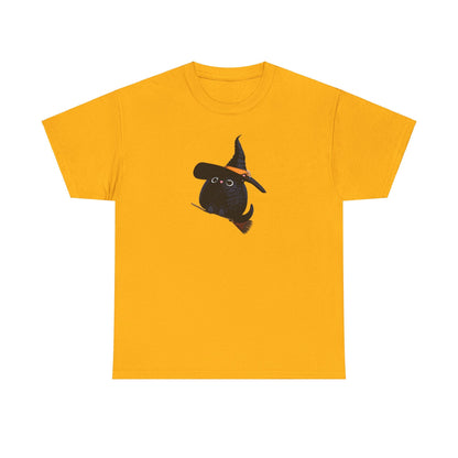 Halloween Kitty on a broom! - WhimsyInkWear