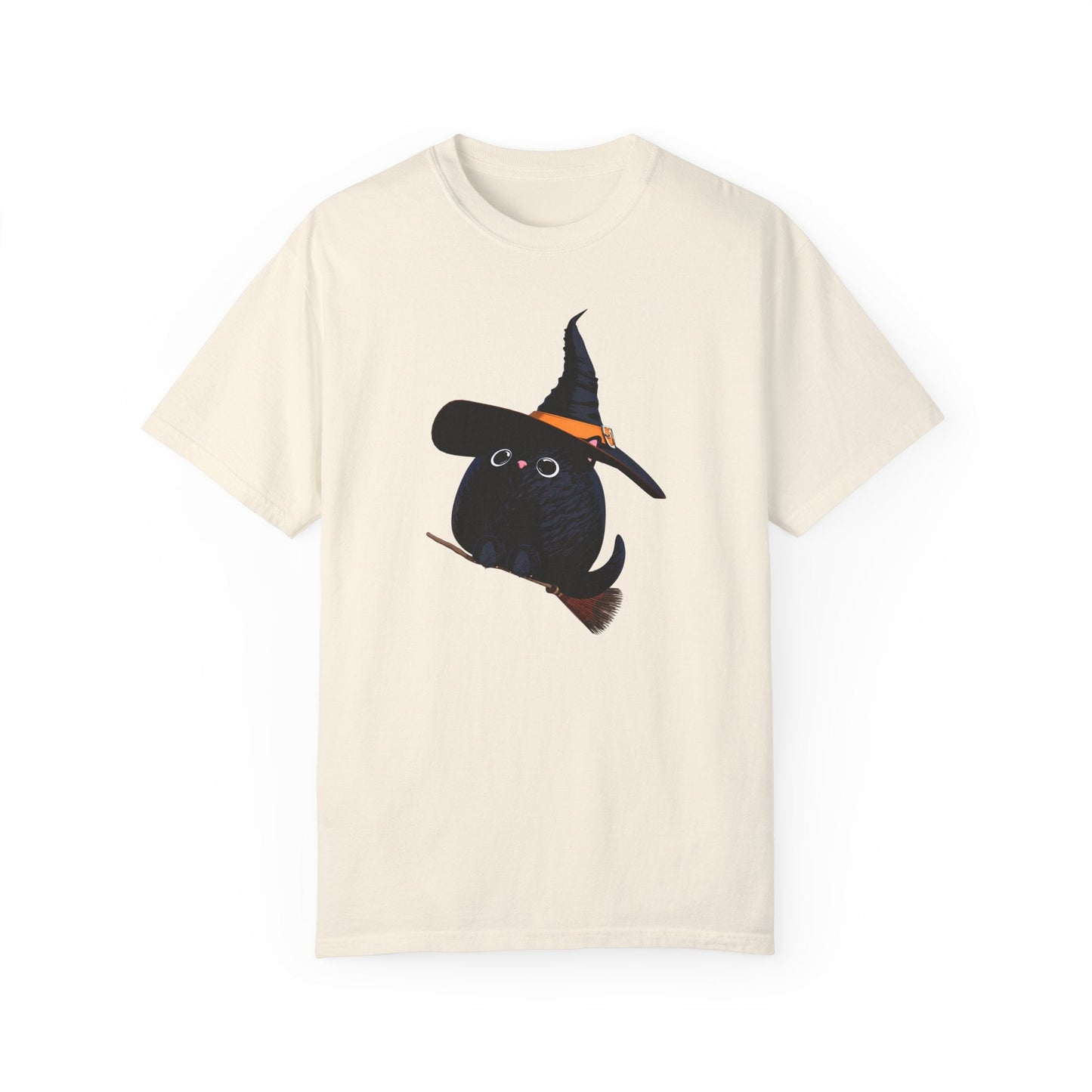 Halloween Kitty on a broom! - WhimsyInkWear