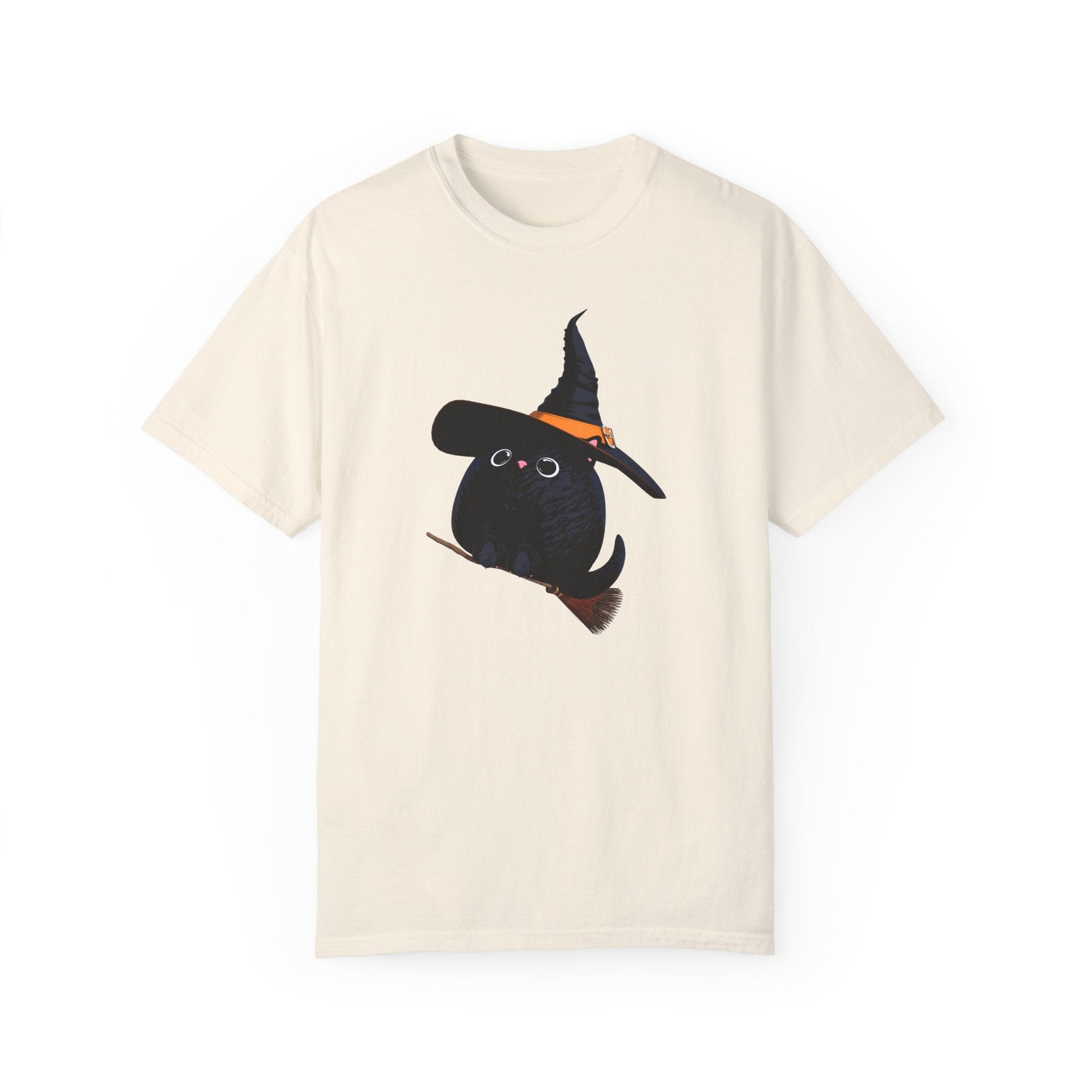 Halloween Kitty on a broom! - WhimsyInkWear