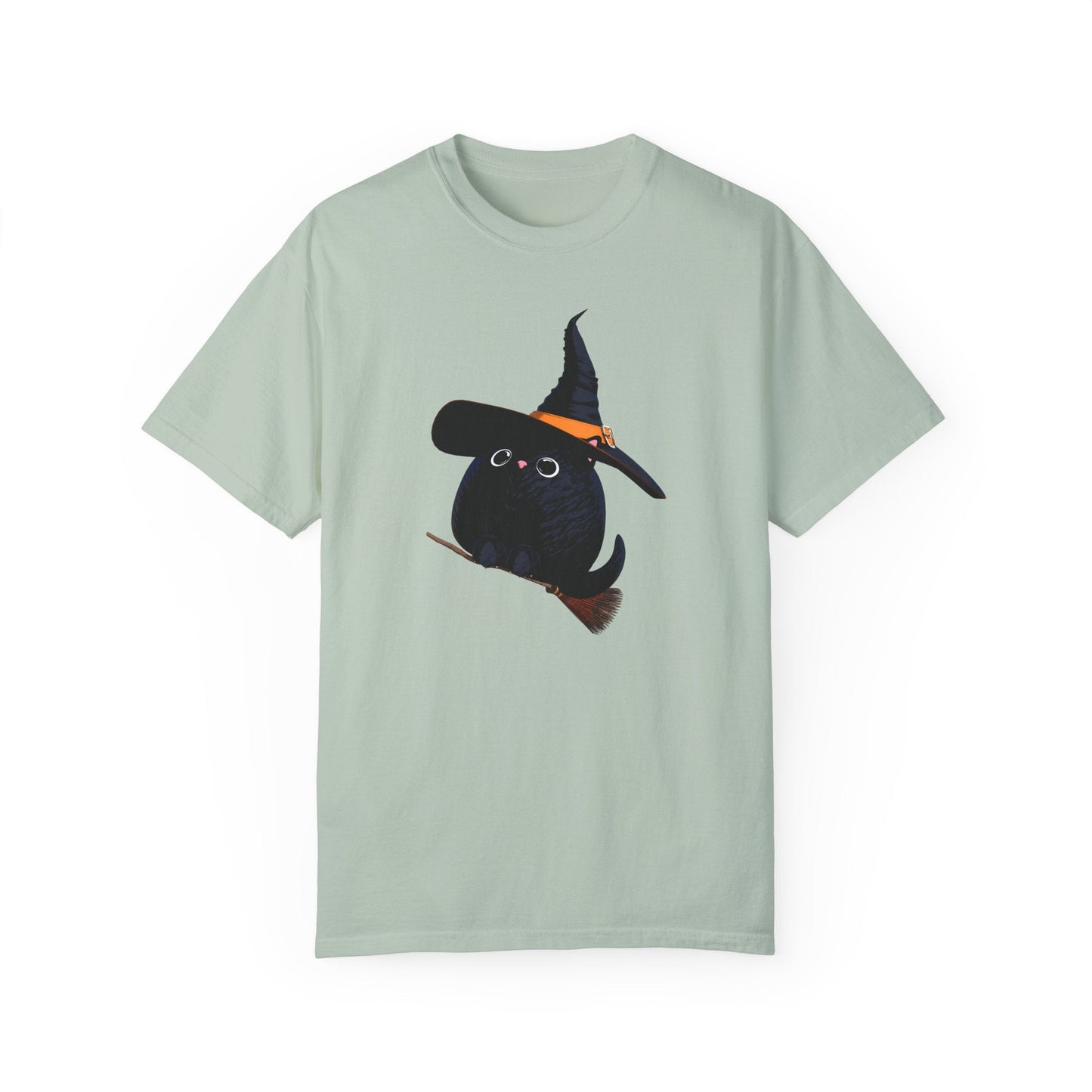 Halloween Kitty on a broom! - WhimsyInkWear
