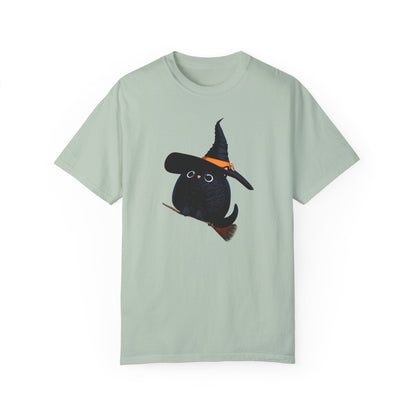 Halloween Kitty on a broom! - WhimsyInkWear