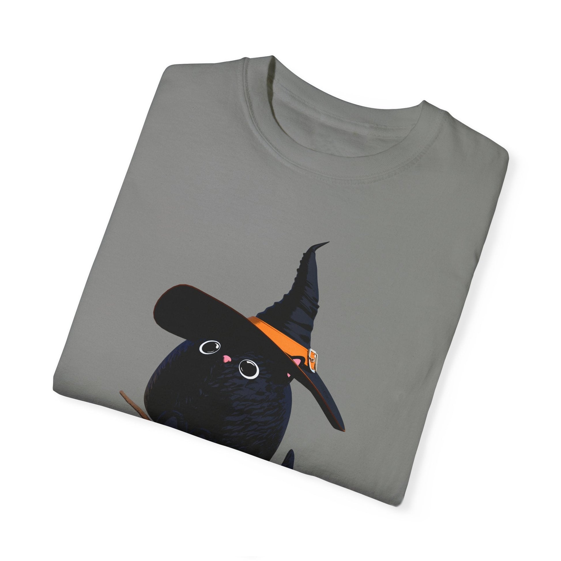 Halloween Kitty on a broom! - WhimsyInkWear