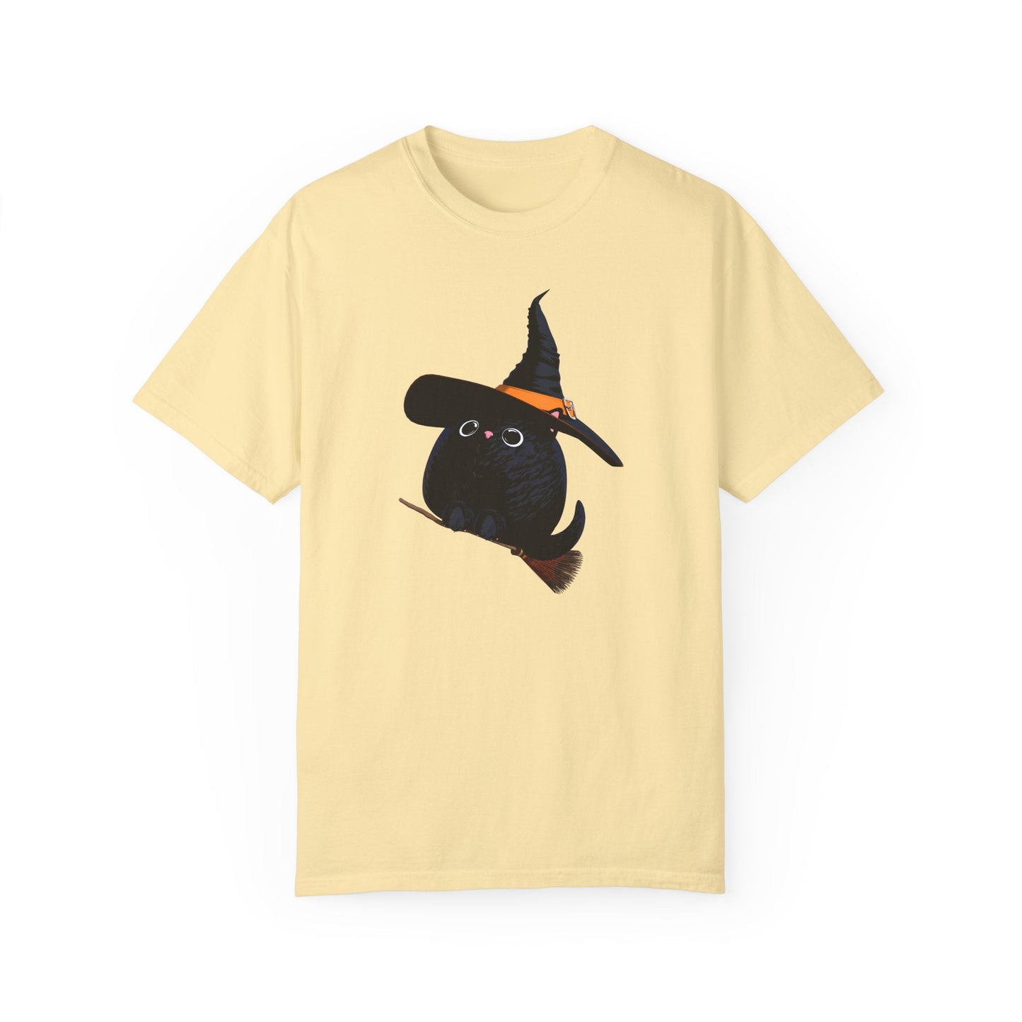 Halloween Kitty on a broom! - WhimsyInkWear