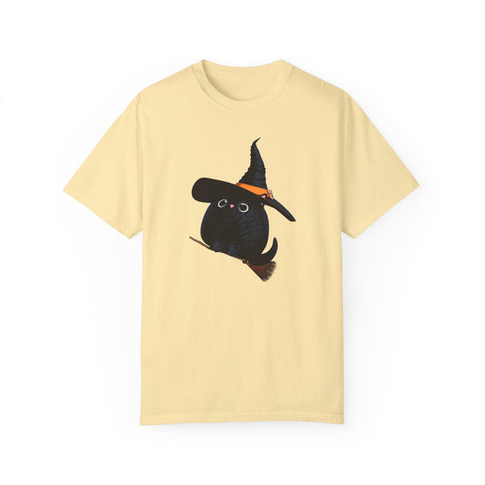 Halloween Kitty on a broom! - WhimsyInkWear