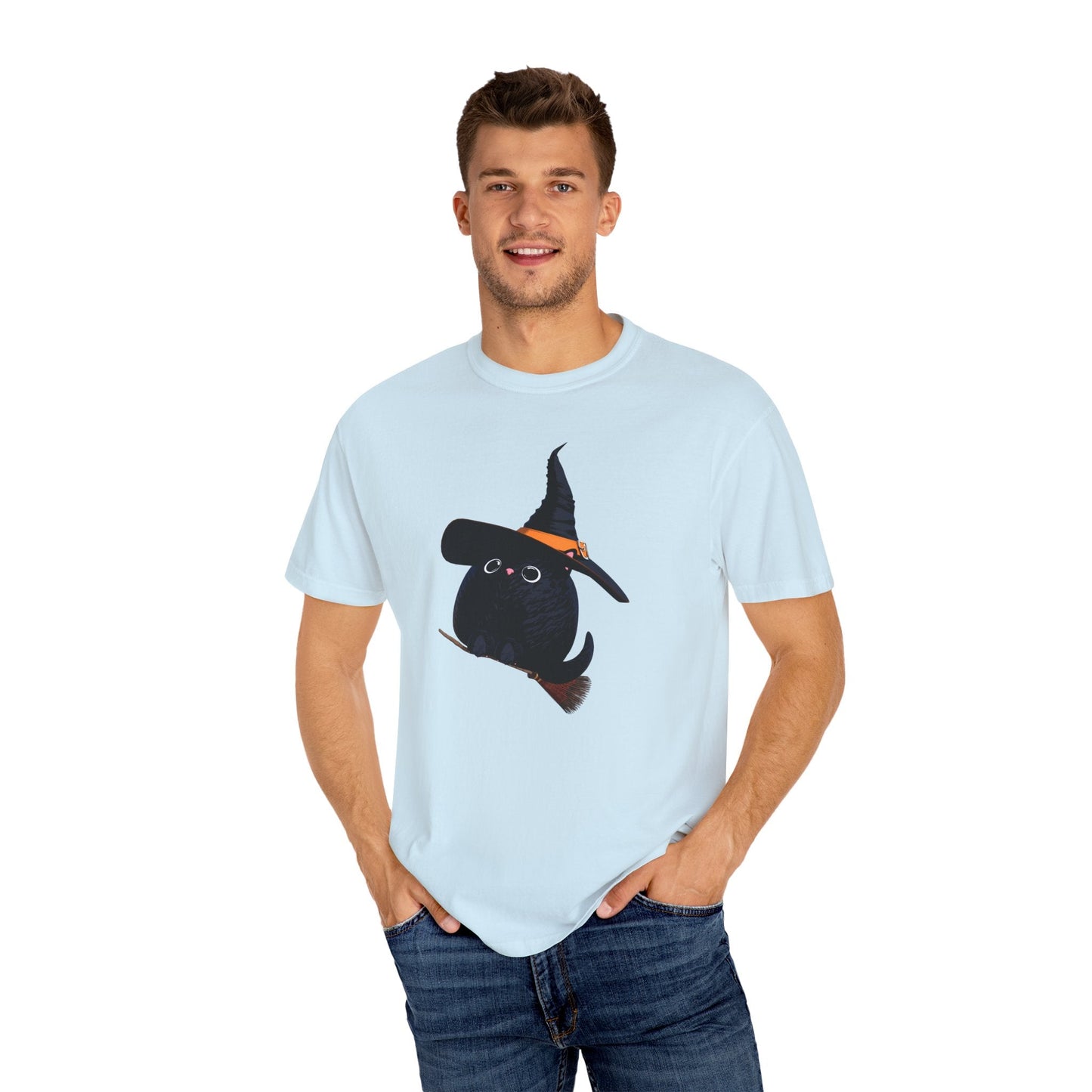 Halloween Kitty on a broom! - WhimsyInkWear