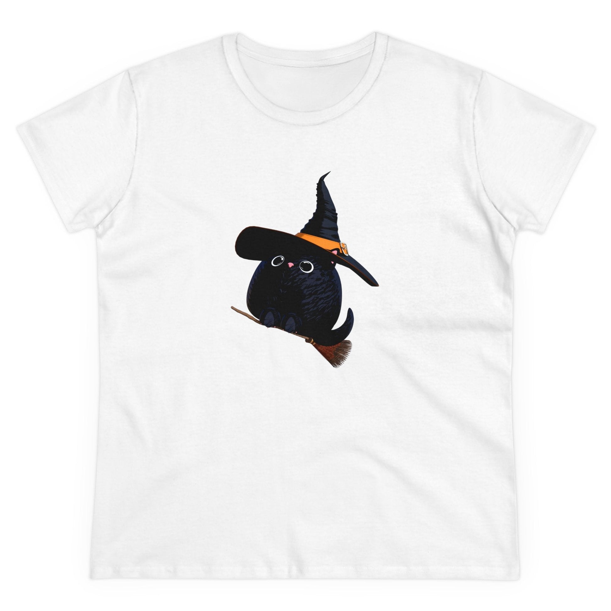 Halloween Kitty on a broom! - WhimsyInkWear
