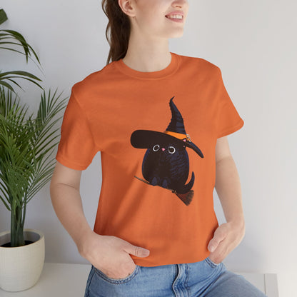 Halloween Kitty on a broom! - WhimsyInkWear