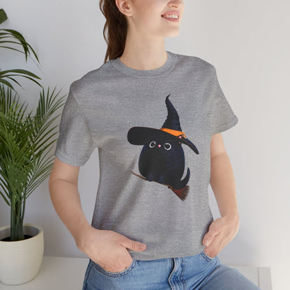Halloween Kitty on a broom! - WhimsyInkWear