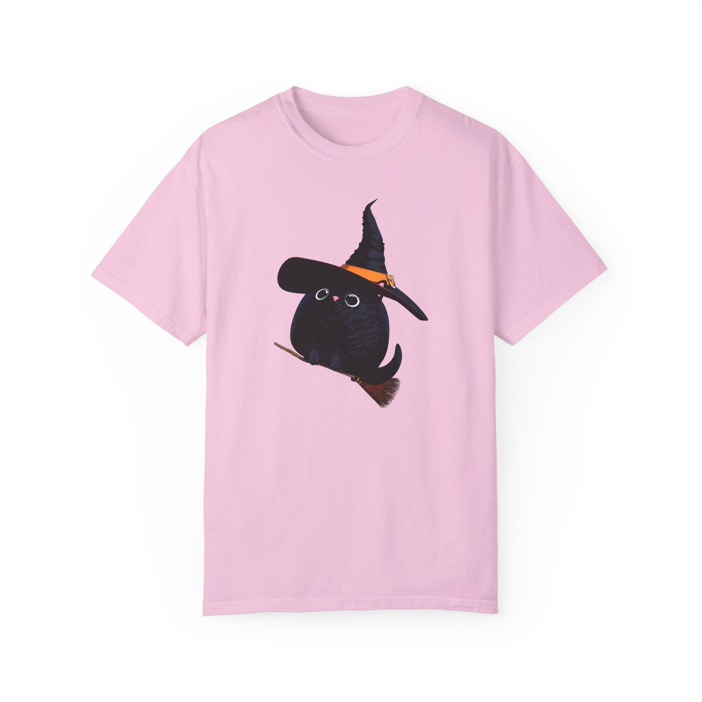 Halloween Kitty on a broom! - WhimsyInkWear