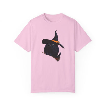 Halloween Kitty on a broom! - WhimsyInkWear