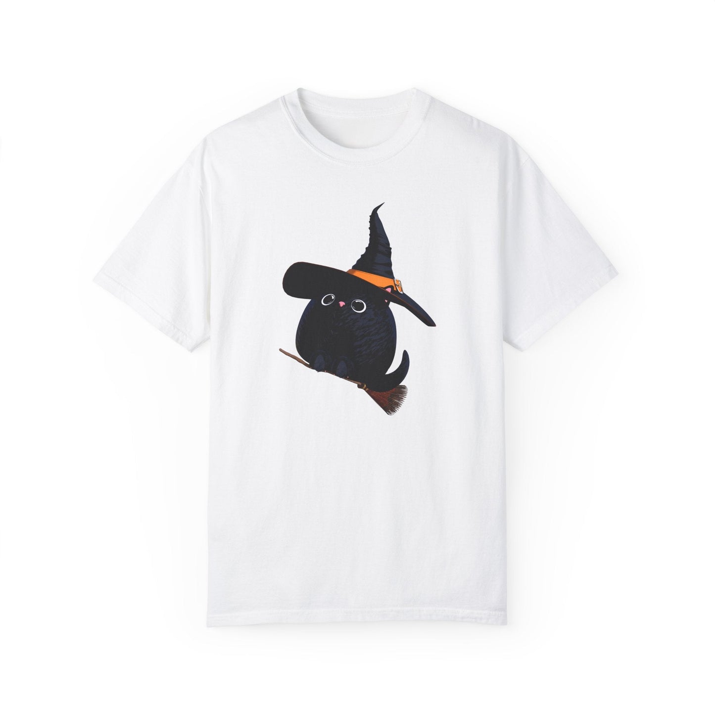 Halloween Kitty on a broom! - WhimsyInkWear