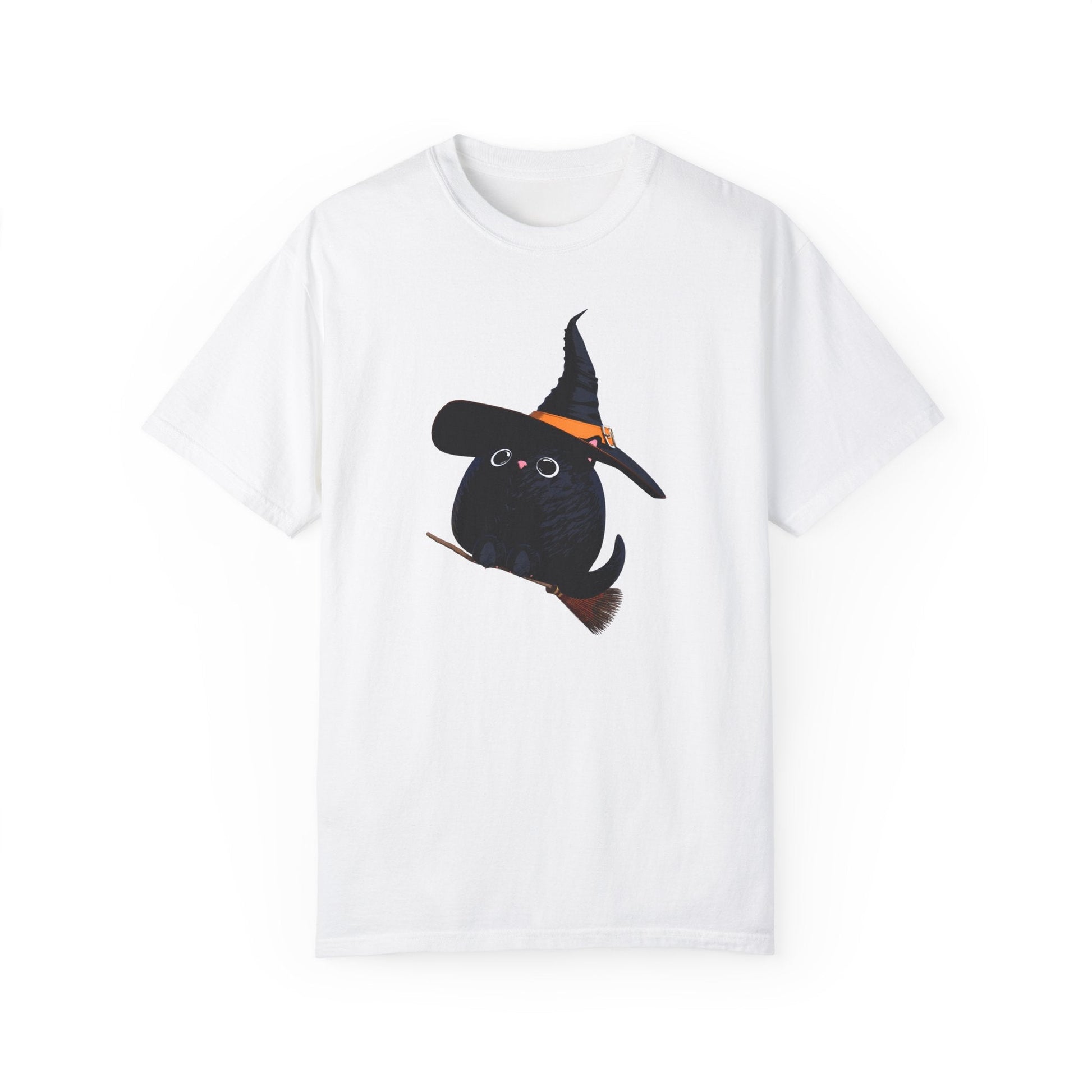 Halloween Kitty on a broom! - WhimsyInkWear