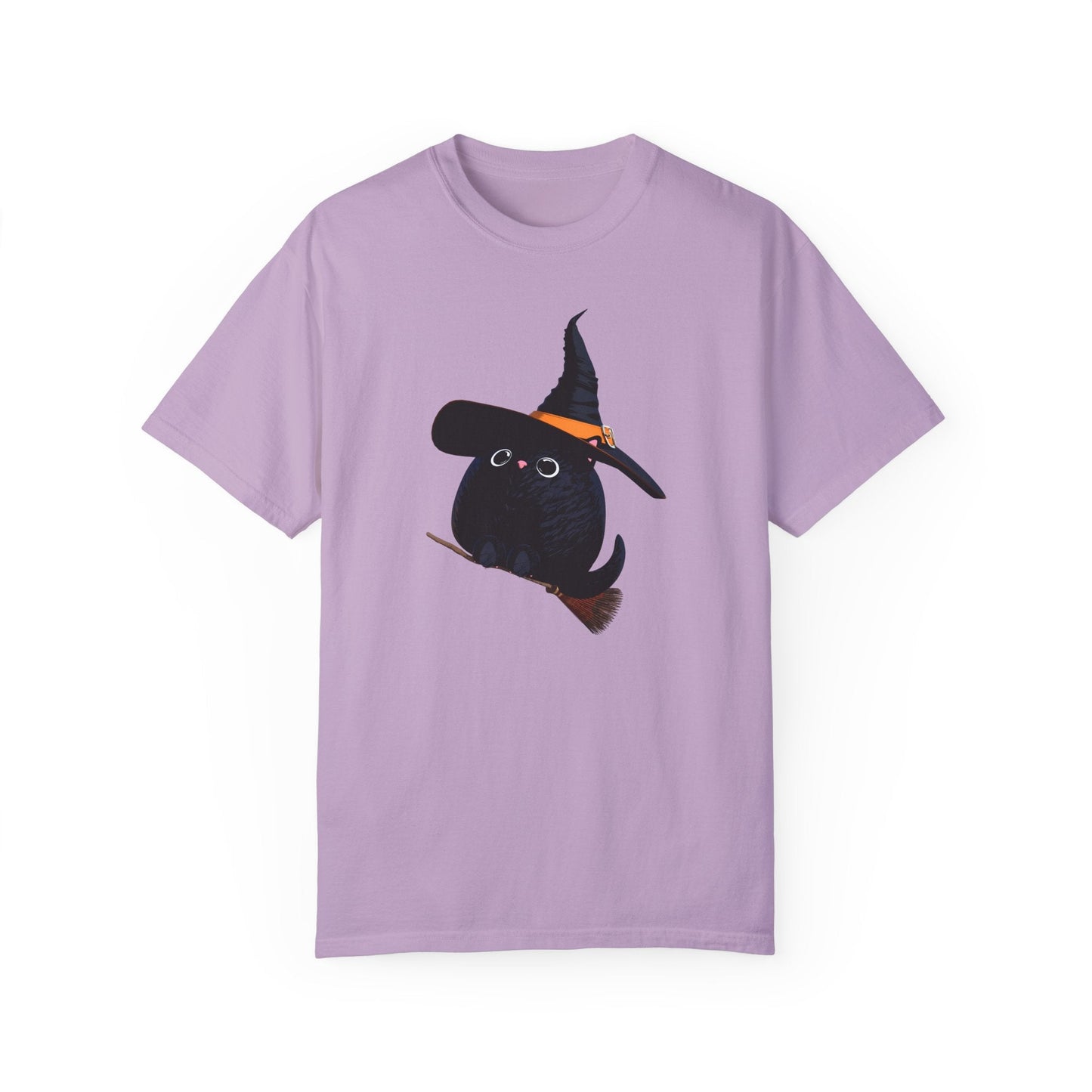 Halloween Kitty on a broom! - WhimsyInkWear