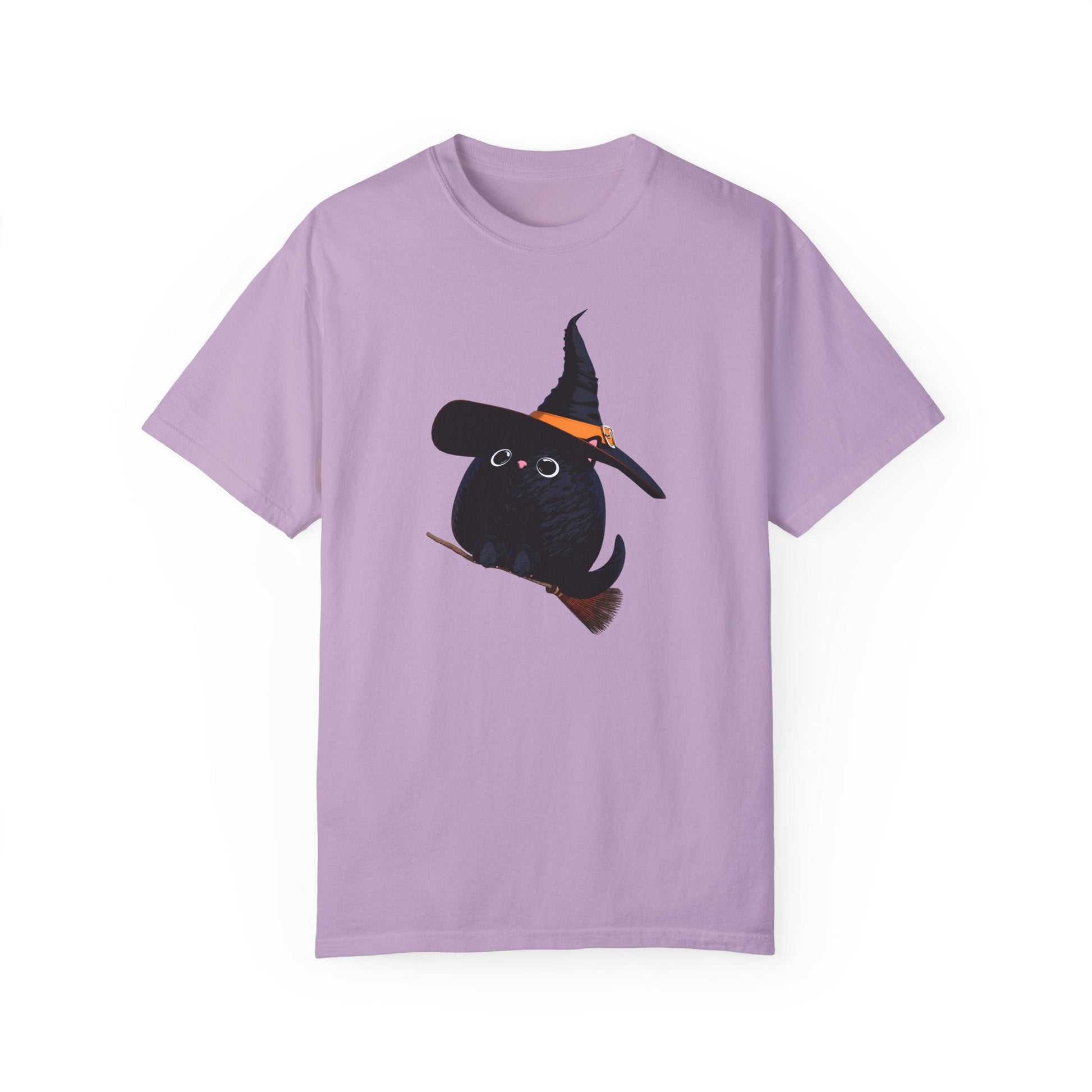 Halloween Kitty on a broom! - WhimsyInkWear
