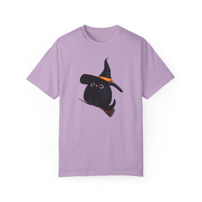 Halloween Kitty on a broom! - WhimsyInkWear