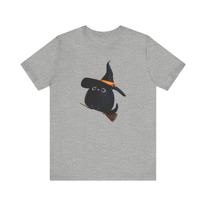 Halloween Kitty on a broom! - WhimsyInkWear