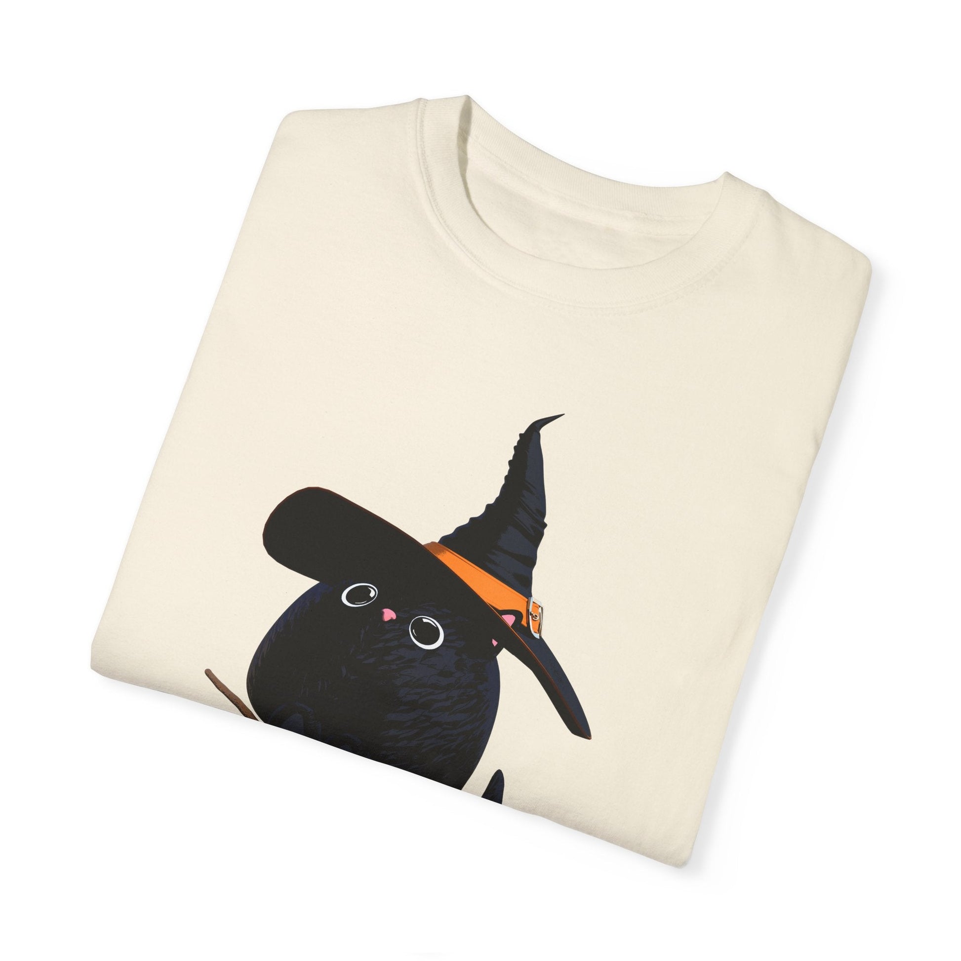 Halloween Kitty on a broom! - WhimsyInkWear