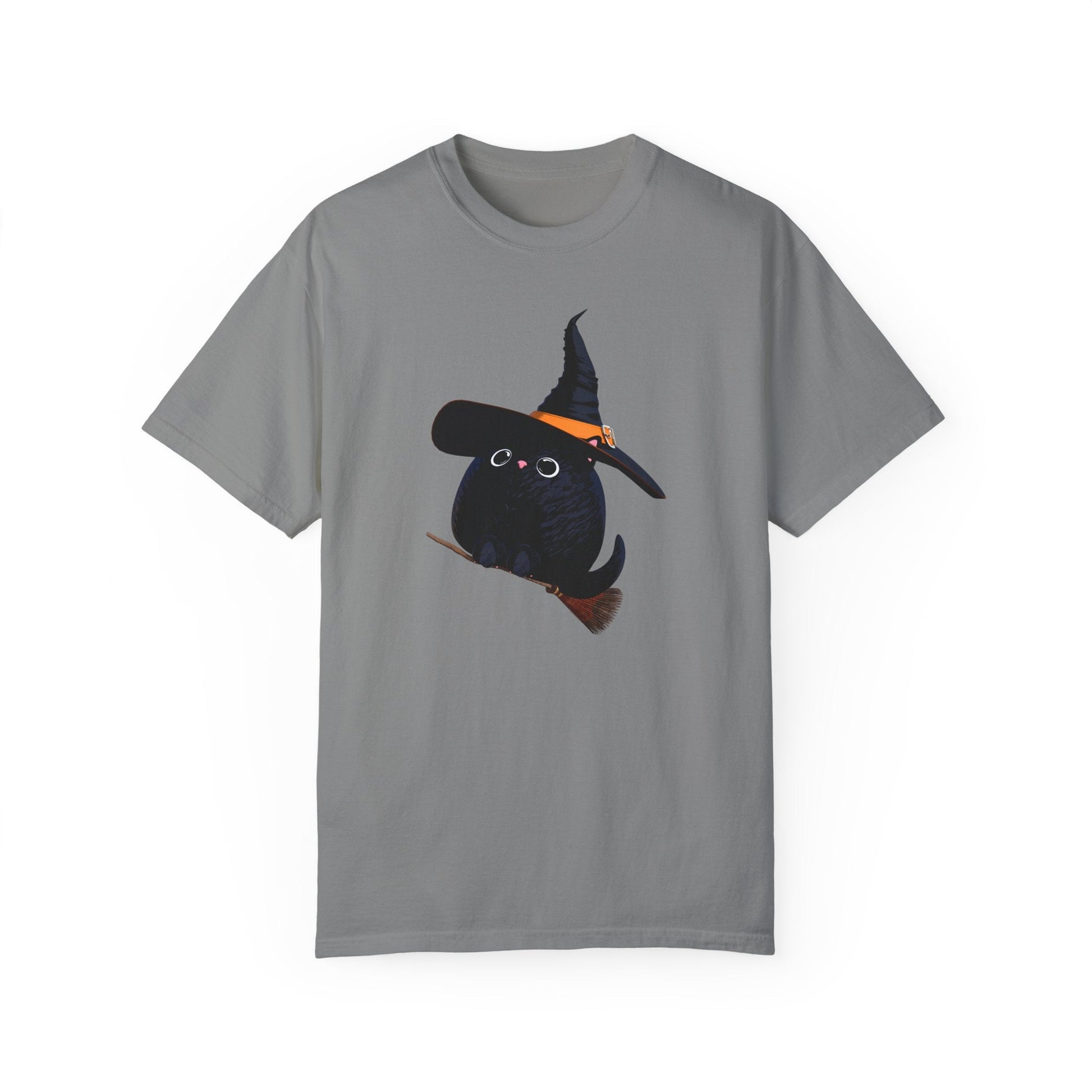 Halloween Kitty on a broom! - WhimsyInkWear