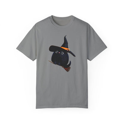 Halloween Kitty on a broom! - WhimsyInkWear