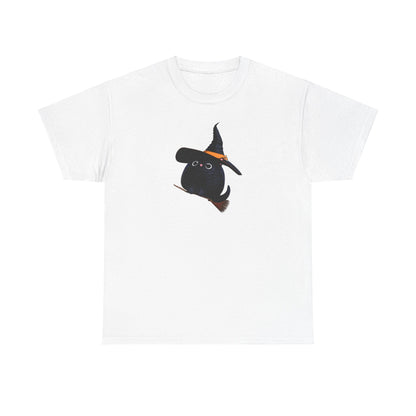 Halloween Kitty on a broom! - WhimsyInkWear