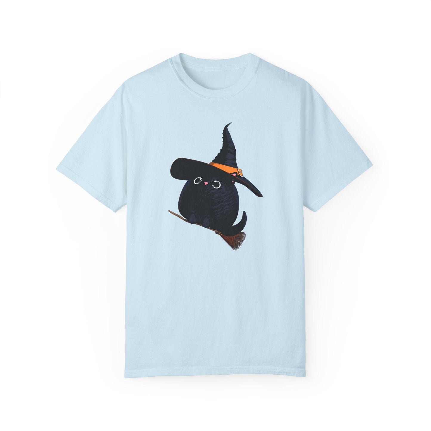 Halloween Kitty on a broom! - WhimsyInkWear