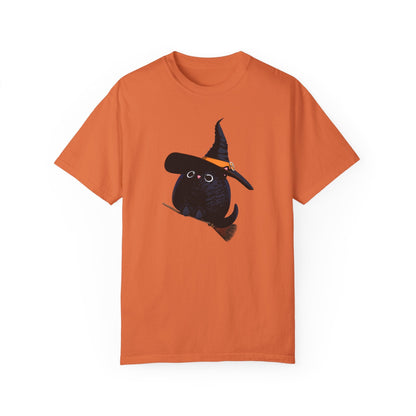 Halloween Kitty on a broom! - WhimsyInkWear