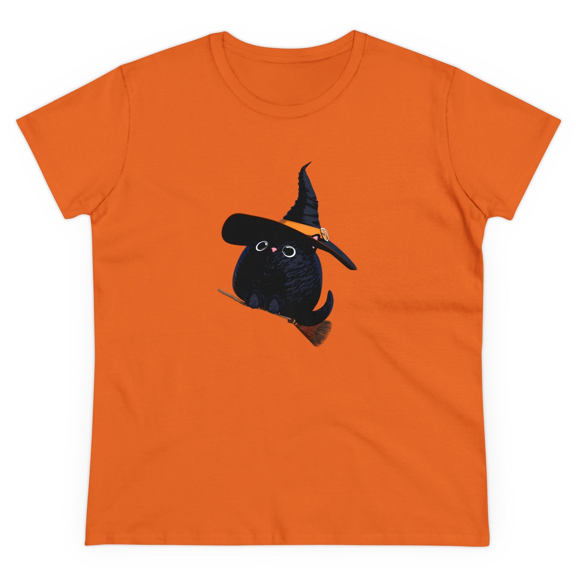 Halloween Kitty on a broom! - WhimsyInkWear