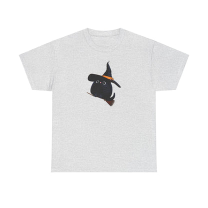 Halloween Kitty on a broom! - WhimsyInkWear