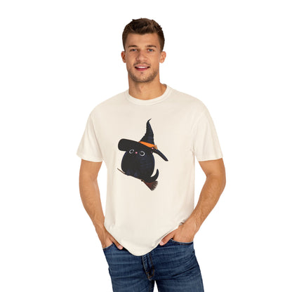 Halloween Kitty on a broom! - WhimsyInkWear