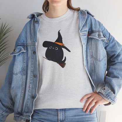 Halloween Kitty on a broom! - WhimsyInkWear