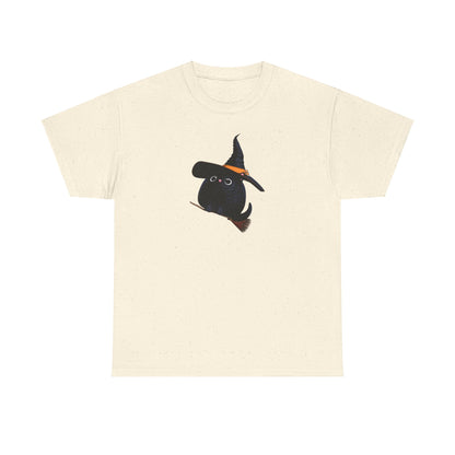 Halloween Kitty on a broom! - WhimsyInkWear