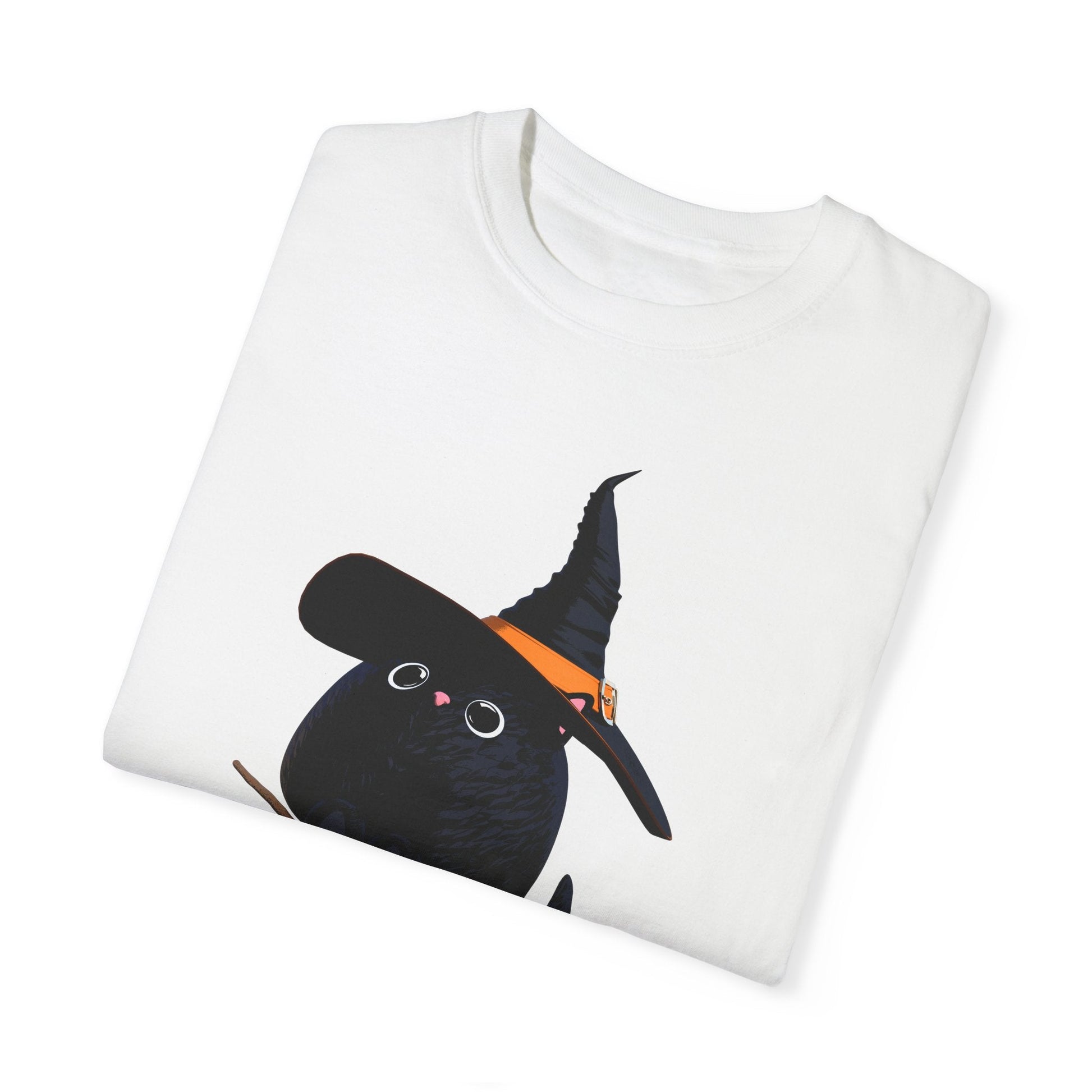 Halloween Kitty on a broom! - WhimsyInkWear