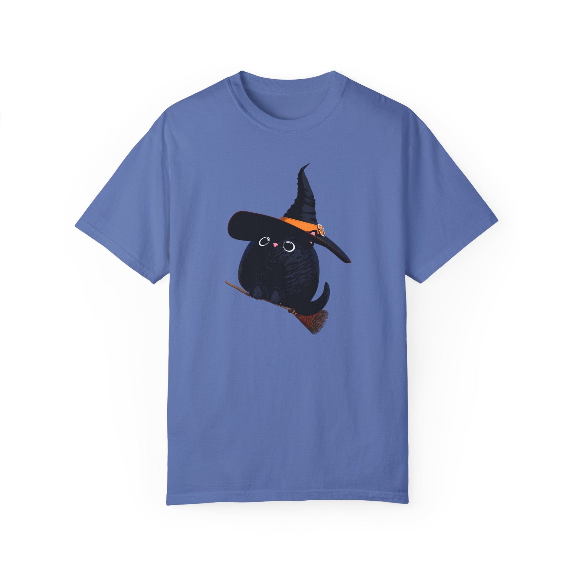 Halloween Kitty on a broom! - WhimsyInkWear